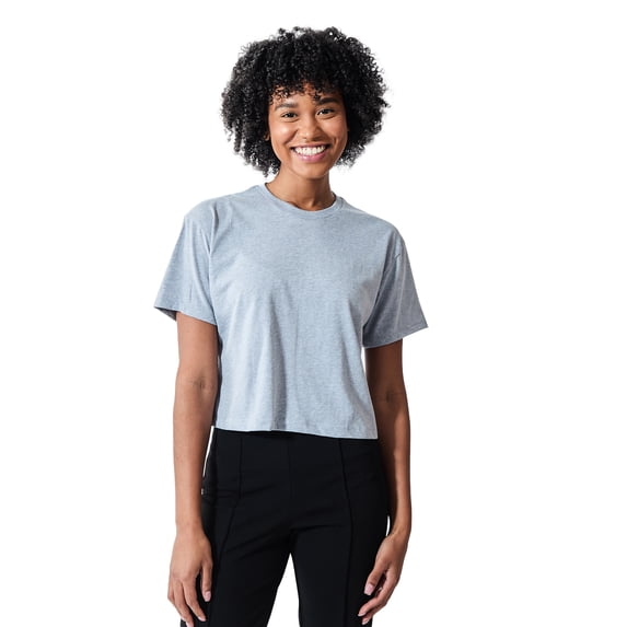 Resolution More Naps Women's Heather Gray Crew Neck Short Sleeve Crop Tee-XS