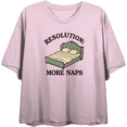 thumbnail image 1 of Resolution More Naps Women's Pink Crew Neck Short Sleeve Crop Tee-Large, 1 of 4