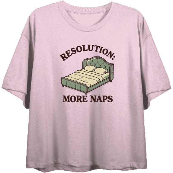 Resolution More Naps Women's Pink Crew Neck Short Sleeve Crop Tee-Medium