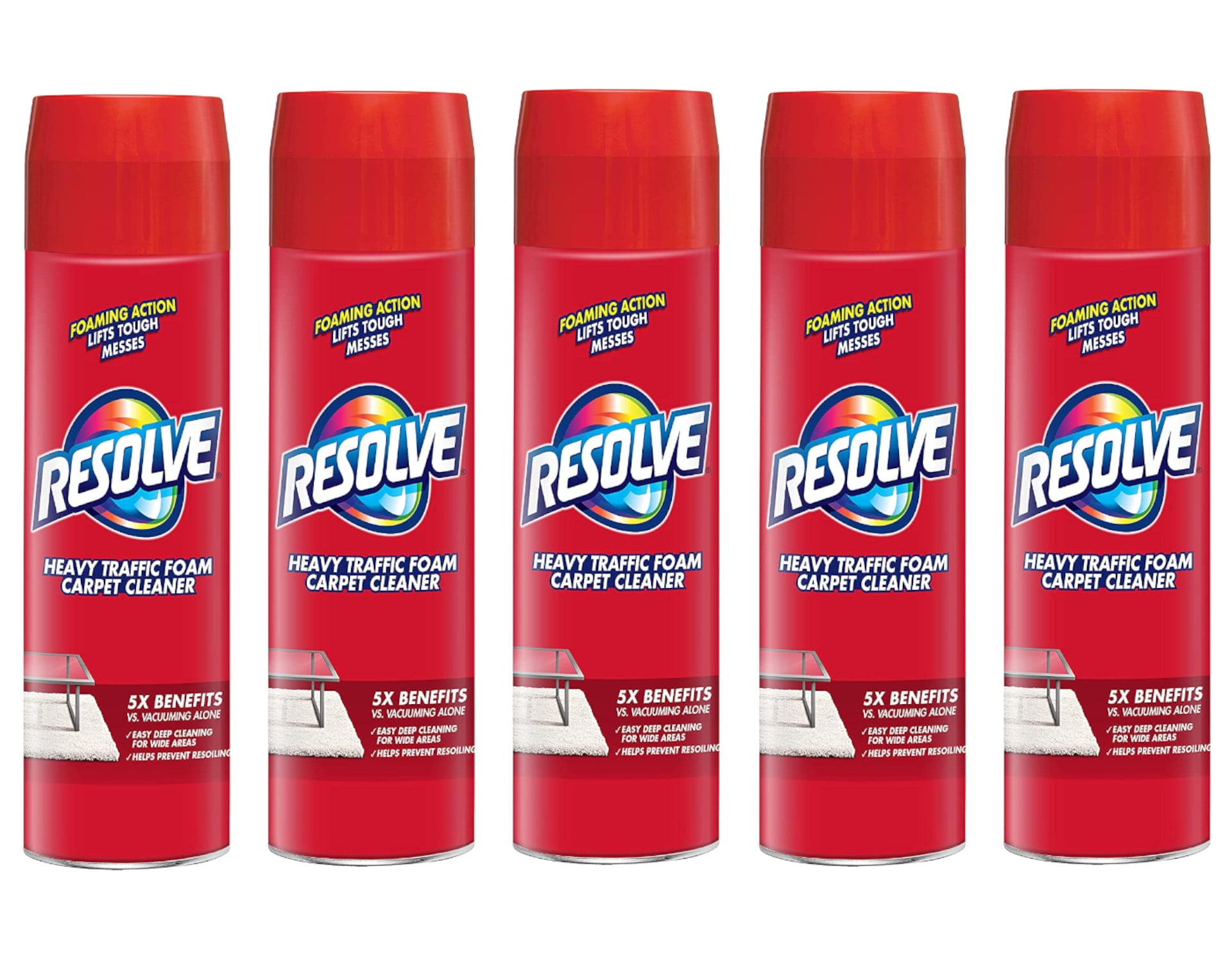 Resolve Heavy Traffic Foam Carpet Cleaner Spray, 22oz. - Pack of 5 ...