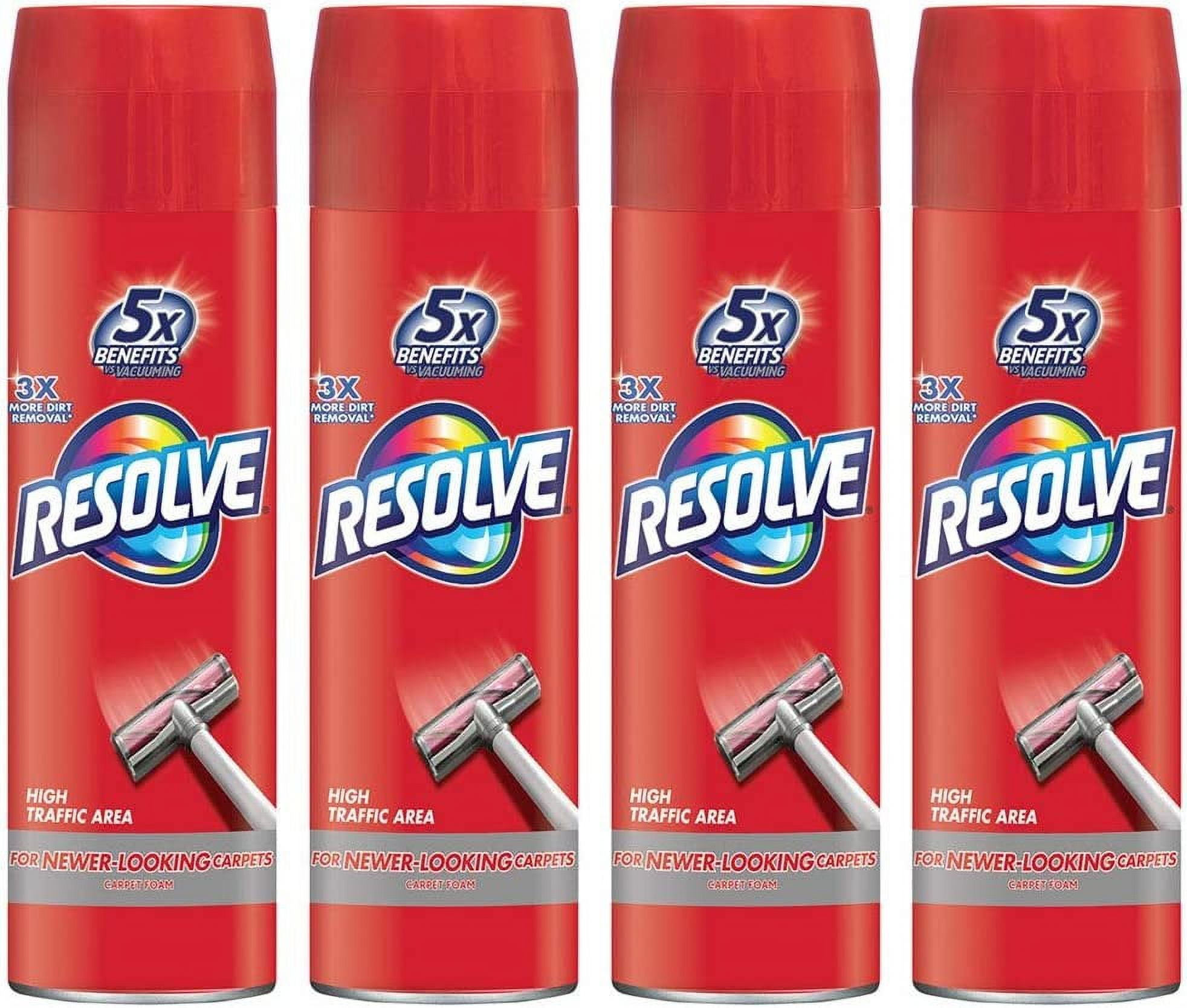 Resolve Rug Cleaner Solution, High Traffic Carpet Foam, 88 oz 4 Cans, Freshens Softens & Removes