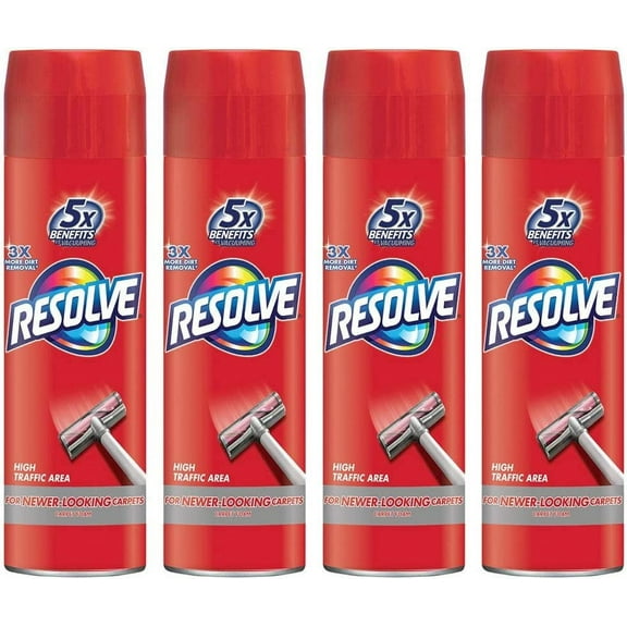 Resolve High Traffic Carpet Foam, 88 oz 4 Cans x 22 oz, Cleans Freshens Softens & Removes Stains