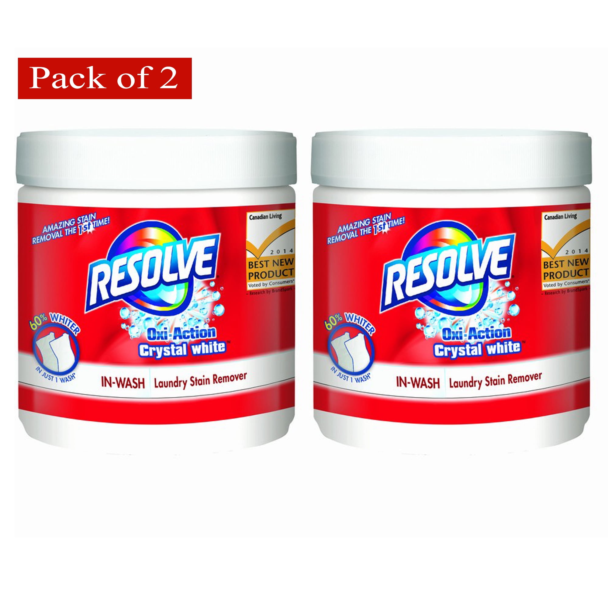 Resolve Laundry Stain Remover Oxi Action Crystal White 765g (Pack of 2