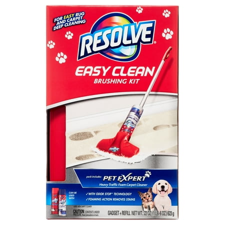 Resolve Pet Expert Easy Clean Carpet Stain Cleaner Solution and Odor Remover Rug Brush, 22 oz, 2 Piece
