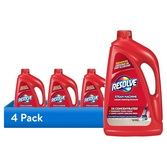 (4 pack) Resolve 2x Carpet Stain Cleaner Solution and Odor Remover Steam Machine Concentrate, 60 oz