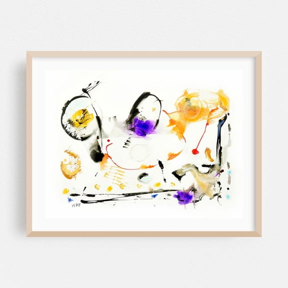 Resonance Series Number 7 - Mixed Media Abstract Modern Art Minimalist Psychedelic Surrealism Geometric Oak Framed Wall Art Print 5 x 7 inches