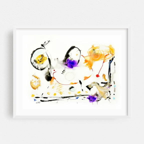 Resonance Series Number 7 - Mixed Media Abstract Modern Art Minimalist Psychedelic Surrealism Geometric White Framed Wall Art Print 5 x 7 inches