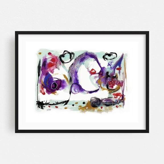Resonance Series Number 8 - Mixed Media Abstract Modern Art Psychedelic Surrealism Black Framed Wall Art Print 12 x 18 inches
