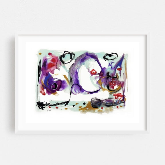 Resonance Series  Number 8 - Mixed Media Abstract Modern Art Psychedelic Surrealism White Framed Wall Art Print 24 x 36 inches