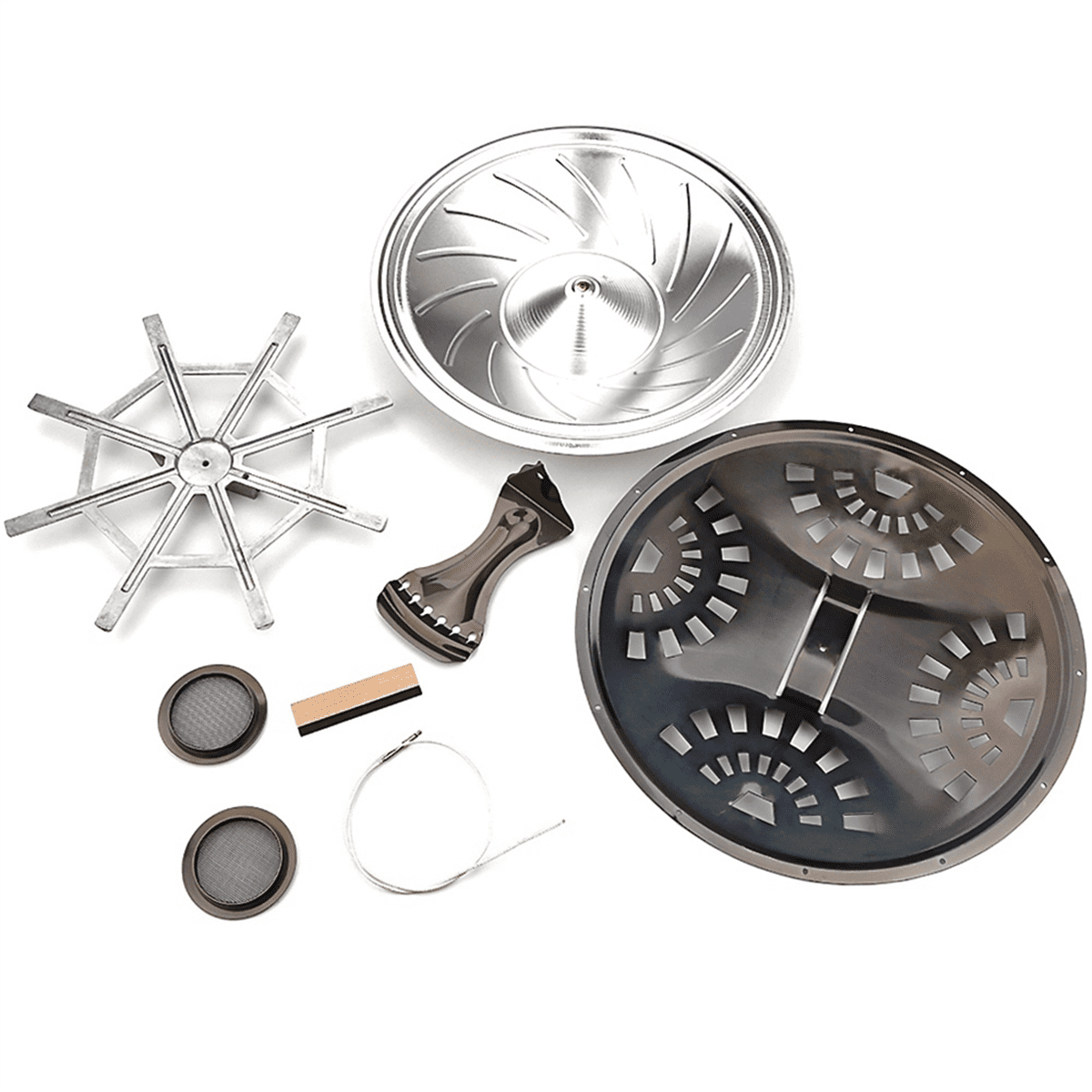 Resonator Cones Soundhole Screens Tailpiece Spider Bridge Saddle Set