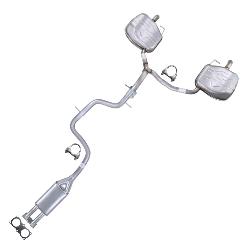 Stainless Steel Exhaust Resonator Pipe with Pair of Muffler Fits 2008-2010 Volvo V70 3.2L - Direct Fit