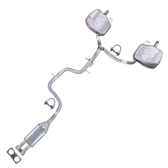 Stainless Steel Exhaust Resonator Pipe with Pair of Muffler Fits 2008-2010 Volvo V70 3.2L - Direct Fit