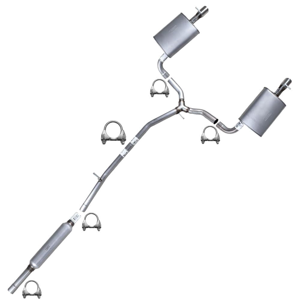 Northeastern Exhaust Resonator, Intermediate Pipe & Pair of Mufflers Fits 2011-2015 Ford Explorer 3.5L - Direct Fit | Stainless Steel Complete System