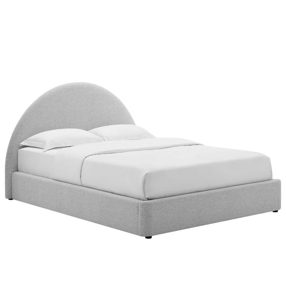 Modway Resort Upholstered Fabric Arched Round Queen Platform Bed in Heathered Weave Light Gray