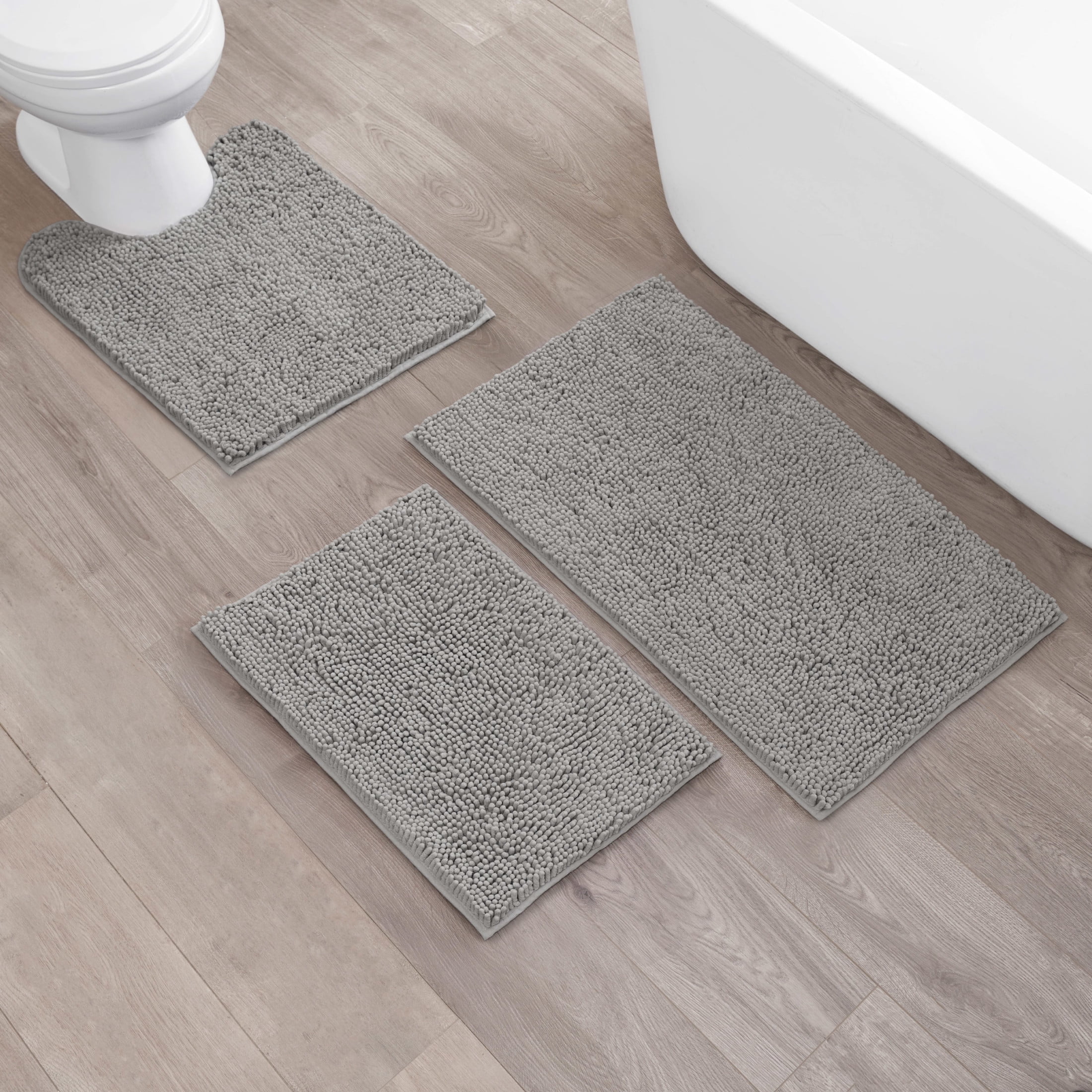 Resort Collection Chenille Plush Loop Bath Mats, 3-Piece Set