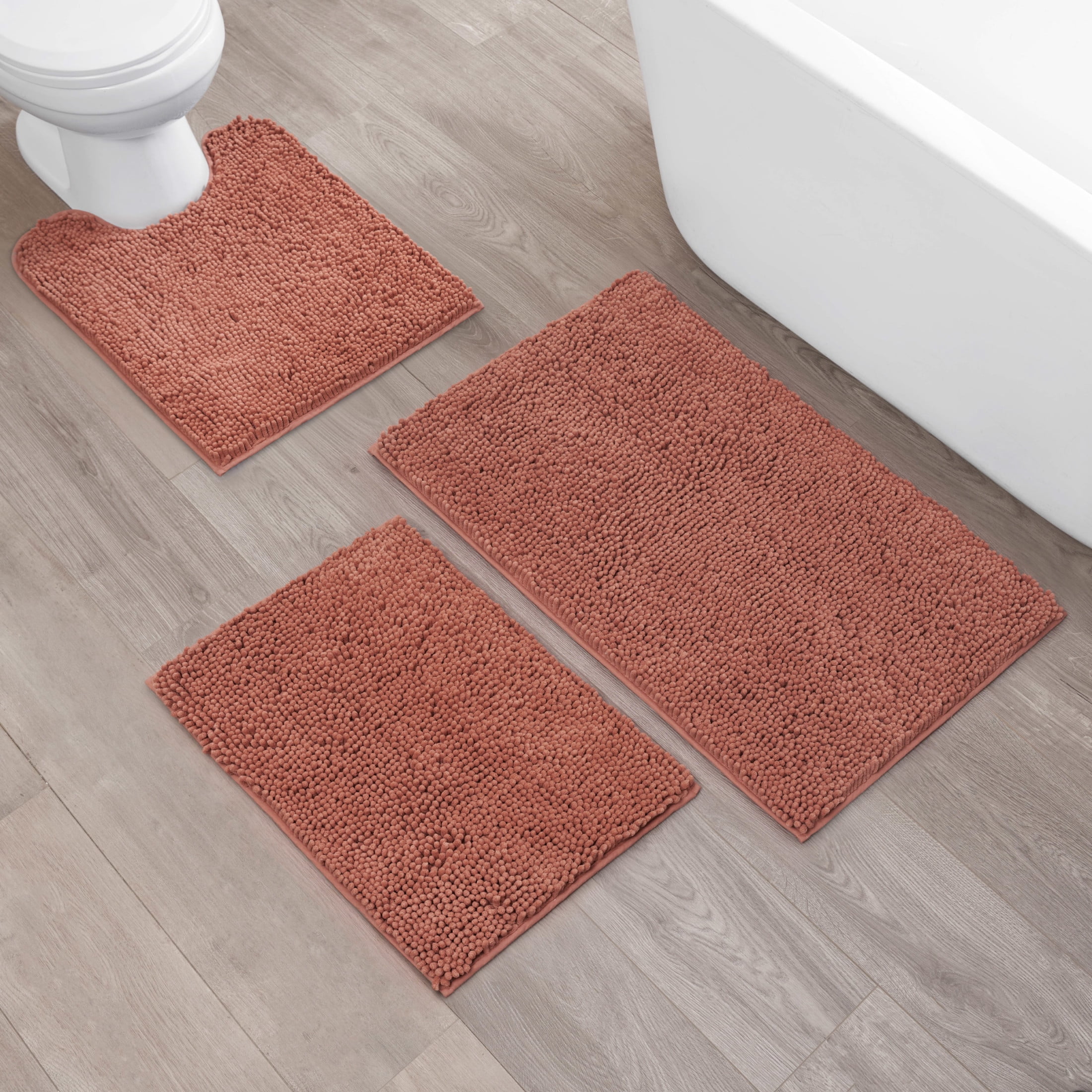 Resort Collection Chenille Plush Loop Bath Mats, 3-Piece Set