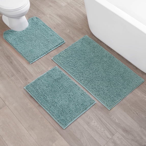 Resort Collection Chenille Plush Loop Bath Mats, 3-Piece Set
