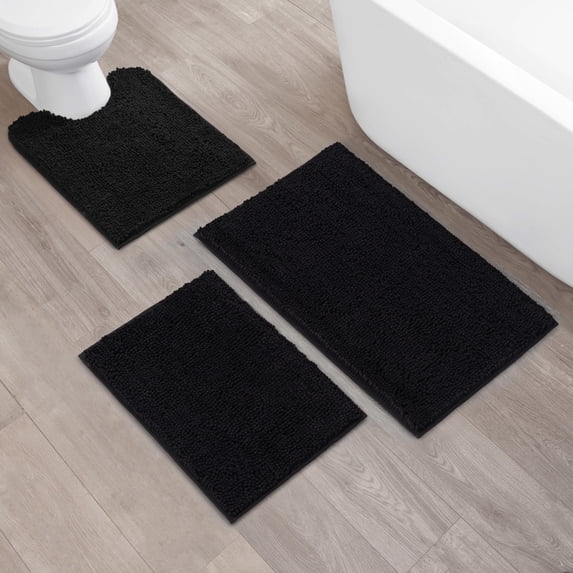 Resort Collection Chenille Plush Loop Bath Mats, 3-Piece Set