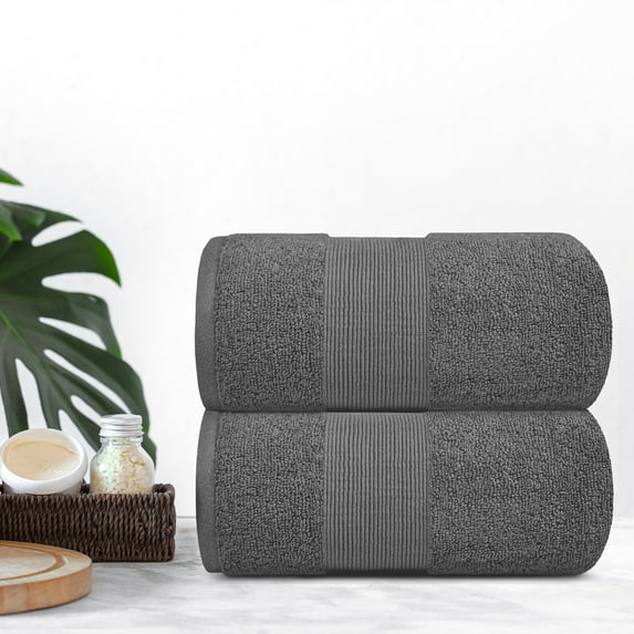 Resort Collection Soft Bath Sheet Towels | 35x70 Oversize Large Luxury Hotel Plush & Absorbent Cotton Bath Sheet [2 Pack, Smoke Grey]