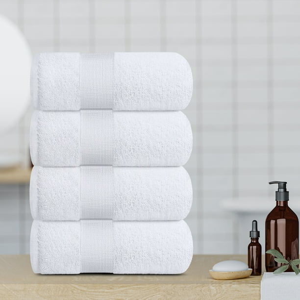 Resort Collection Soft Bath Towels 28x55 Luxury Hotel Plush Absorbent Cotton Bath Towel Large 4 Pack White Walmart Business Supplies