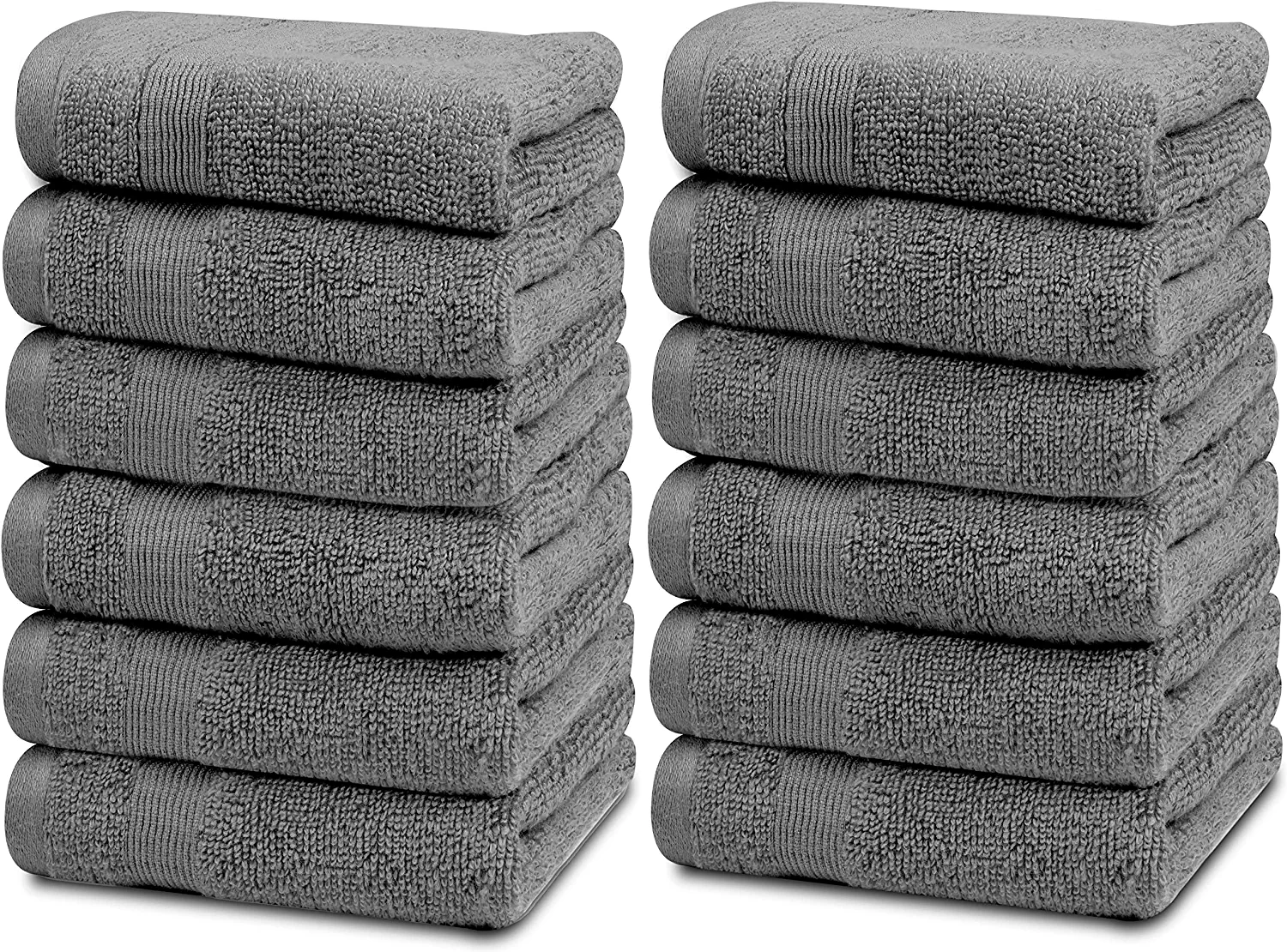 Superio Cotton Terry Washcloths Grey Towels 100% Cotton Cleaning Cloth 16  Rags Wash Clothes for Body and Face Spa Towels Multi Purpose (12 Pack) 12  16x16