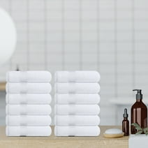 Resort Collection Soft Washcloth Face & Body Towel Set | 12x12 Luxury Hotel Plush & Absorbent Cotton Wash Clothes [12 Pack, White]
