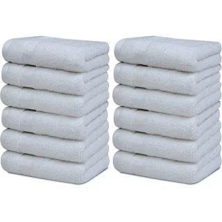 Economy Towels (White) Washcloths Set - 11x11 100% Cotton Terry Cloth  Highly Absorbent Wash Rags for General Cleaning Bath Kitchen Salon Gym  Motel Office Auto Detailing (12)