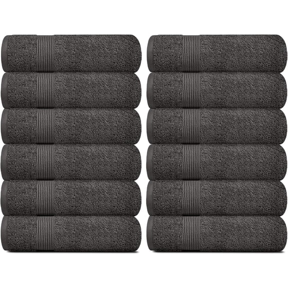 Resort Collection Soft Washcloth  &  Towel Set | 12x12 Luxury Hotel Plush & Absorbent  Washclothes [12 Pack, Charcoal]