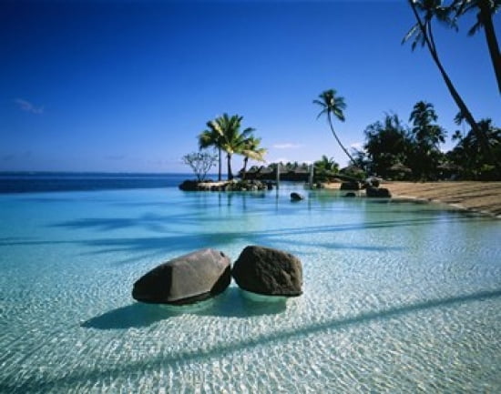 Resort Tahiti French Polynesia Canvas Art - Panoramic Images (28 x 22)