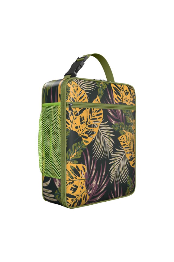 Resort Tropical Boho Summer Insulated Lunch Bag – Tropical Floral Hawaiian Print Jungle Leaves Exotic Floral Hawaiian Hibiscus Botanical Jungle Leaves Summer Hawaiian Palm Leaf Beach Tote