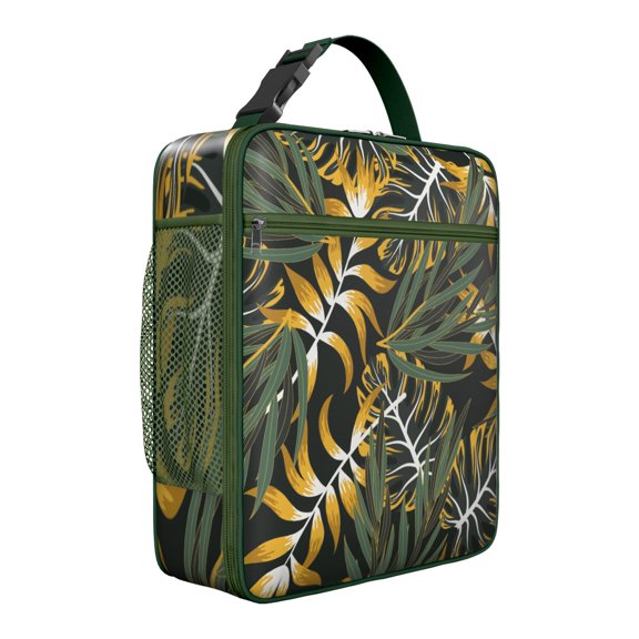 Resort Tropical Boho Summer Insulated Lunch Bag – Tropical Floral Hawaiian Print Jungle Leaves Exotic Floral Hawaiian Hibiscus Botanical Jungle Leaves Summer Hawaiian Palm Leaf Beach Tote