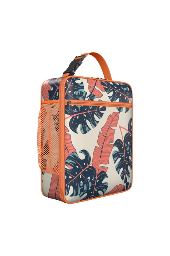Resort Tropical Boho Summer Insulated Lunch Bag – Tropical Floral Hawaiian Print Jungle Leaves Exotic Floral Hawaiian Hibiscus Botanical Jungle Leaves Summer Hawaiian Palm Leaf Beach Tote