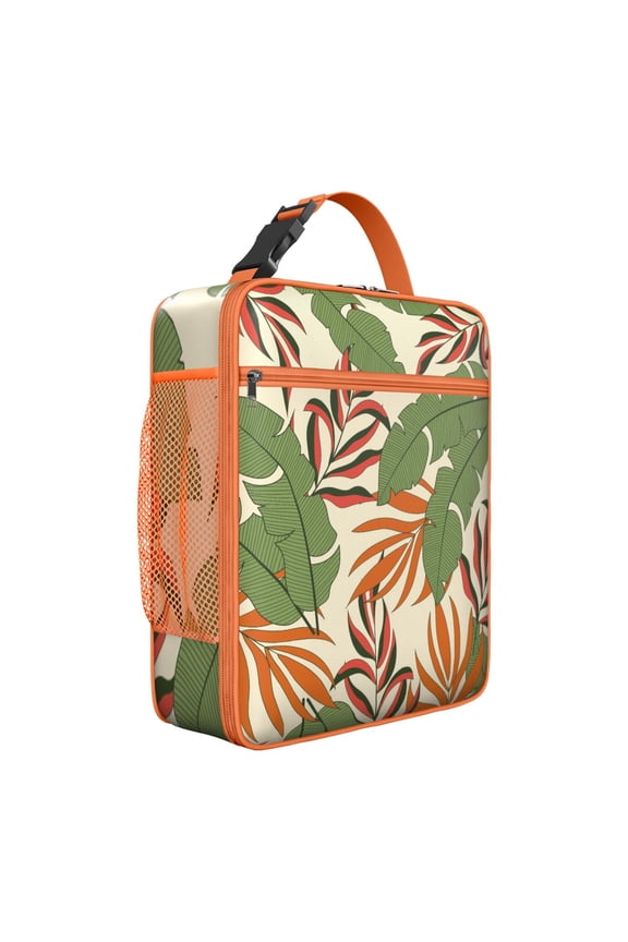 Resort Tropical Boho Summer Insulated Lunch Bag – Tropical Floral Hawaiian Print Jungle Leaves Exotic Floral Hawaiian Hibiscus Botanical Jungle Leaves Summer Hawaiian Palm Leaf Beach Tote