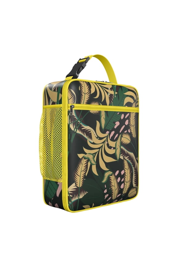 Tropical Boho Summer Insulated Lunch Bag – Tropical Floral Hawaiian Print Jungle Leaves Exotic Floral Hawaiian Hibiscus Botanical Jungle Leaves Summer Hawaiian Palm Leaf Beach Tote