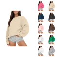 thumbnail image 1 of Resort Wear for Women 2025 Women's Solid Color Sweatshirt Women Long Sleeve Sweatshirt Casual Crewneck Loose Fit Pollover Hoodie Fall Tops, 1 of 7