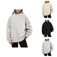 thumbnail image 1 of Resort Wear for Women 2025 Women's Solid Color Sweatshirt Women Oversized Sweatshirt Turtleneck Pullover Long Sleeve Tops Fall Clothing, 1 of 7