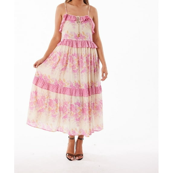 Resortwear Beachwear Spaghetti style Pink tier dress