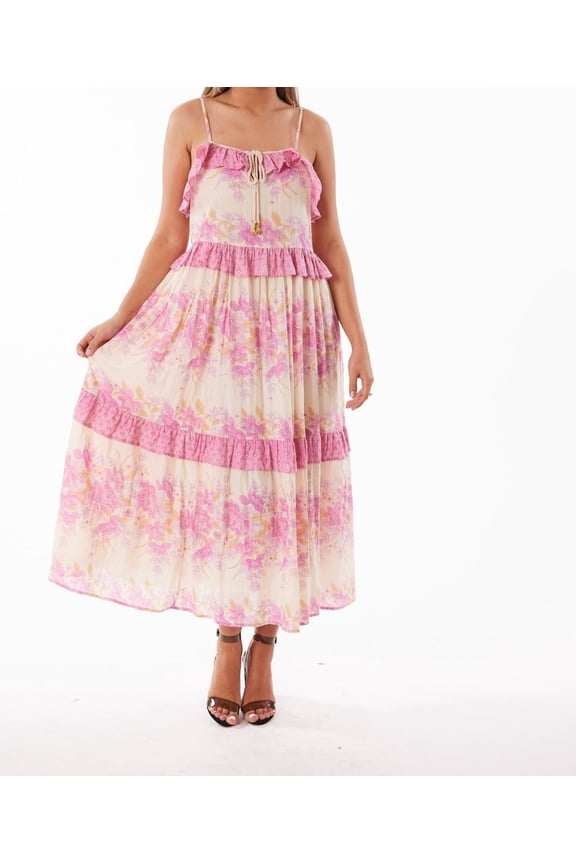 Resortwear Beachwear Spaghetti style Pink tier dress