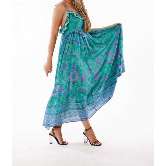 Resortwear Beachwear Spaghetti style Teal tier dress