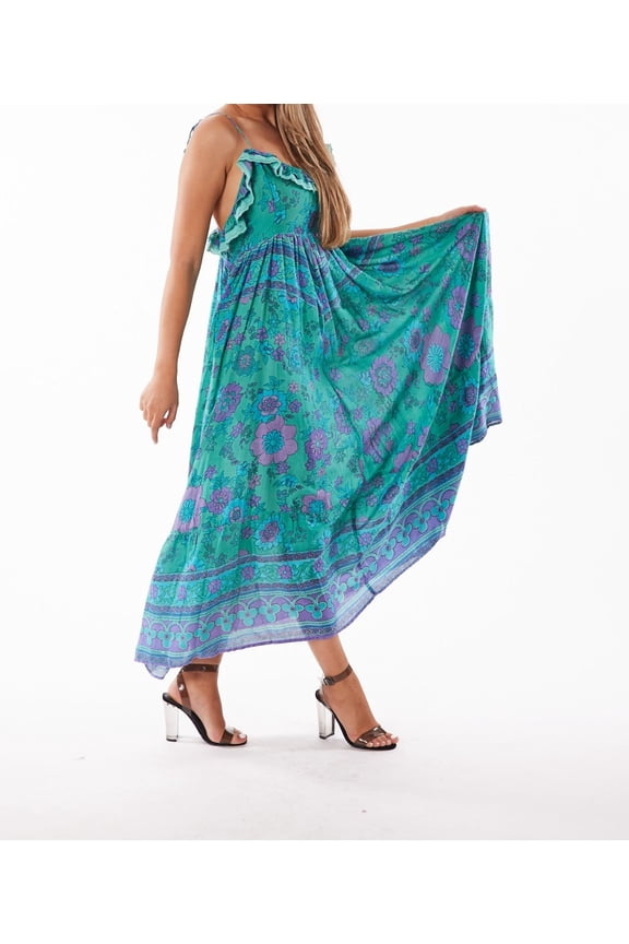 Resortwear Beachwear Spaghetti style Teal tier dress