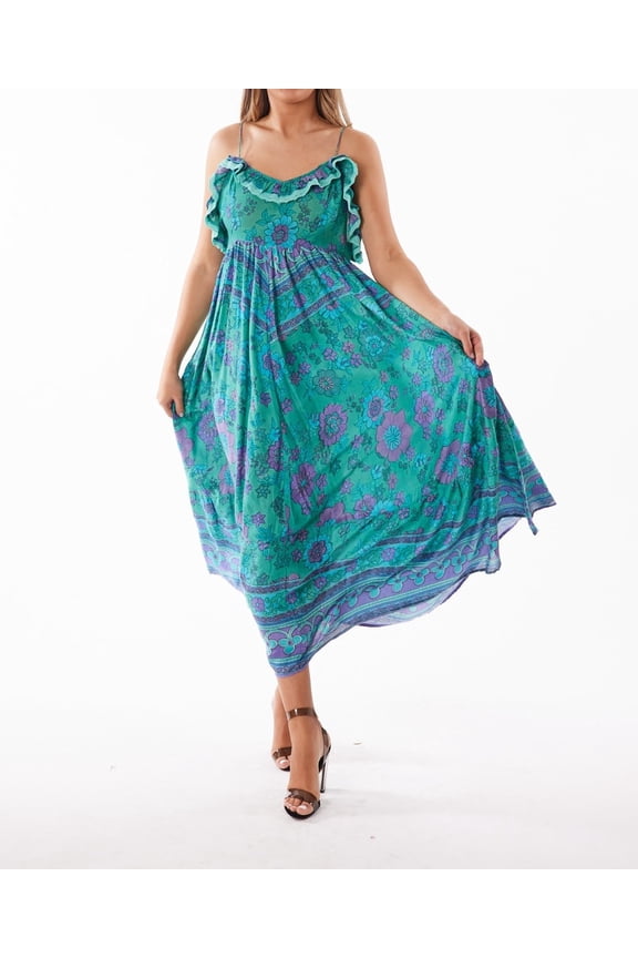 Resortwear Beachwear Spaghetti style Teal tier dress