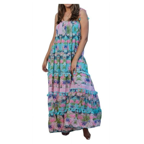Resortwear.Miami  Women's Sleeveless Printed Dresses Summer Loose Tier Dress Long Maxi Dress