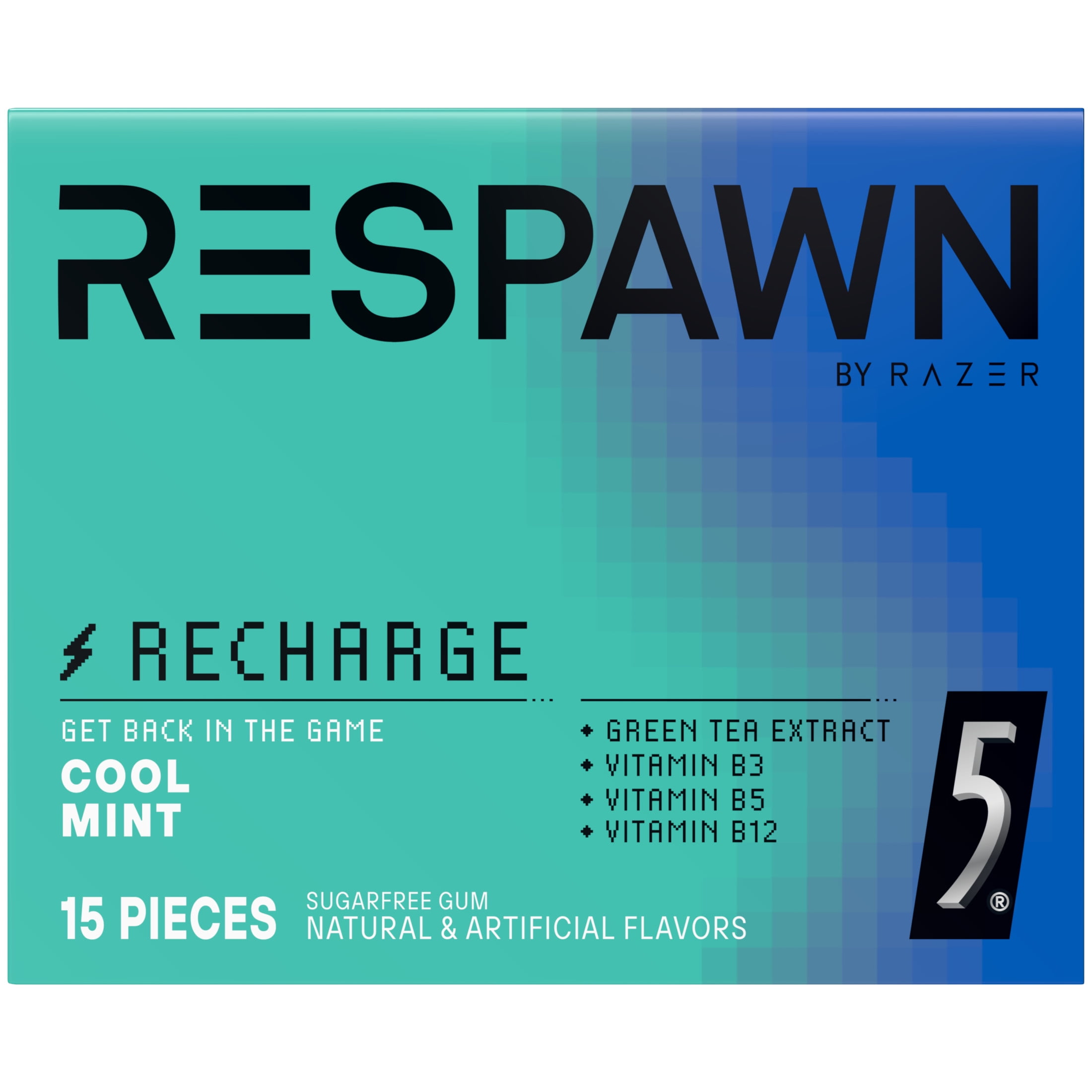 Respawn Cool Mint Sugar Free Mental Focus Chewing Gum - 15 Pieces