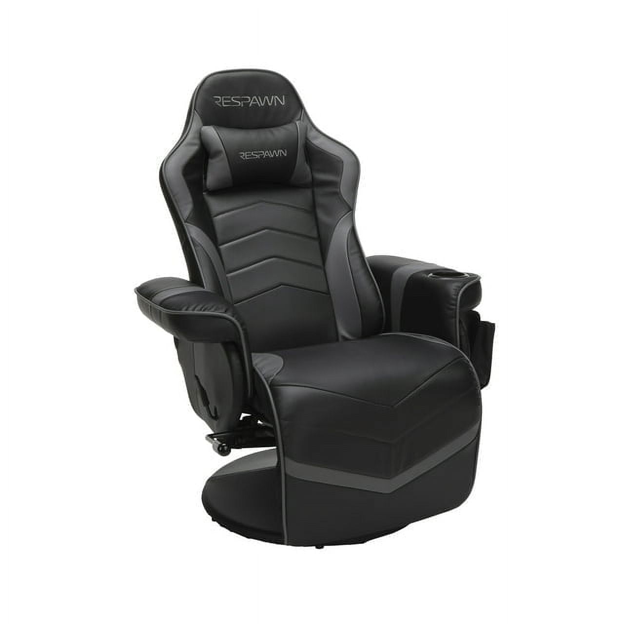 Gray Racing Style Gaming Recliner with Footrest and Cup Holder