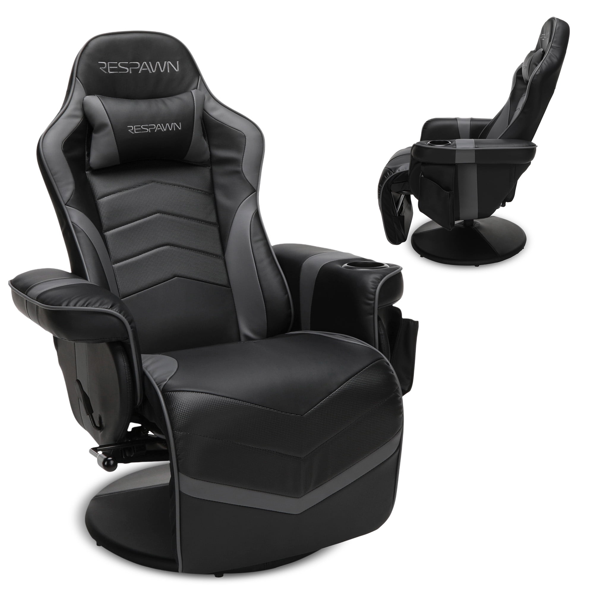 RESPAWN 900 Console Gaming Recliner with Footrest and Lumbar Support - Comfortable Ergonomic Gaming Chair with Headrest, No Wheels, Reclining, Heavy Duty, Racing Style Video Game Chairs - Gray