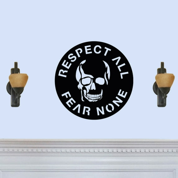 Respect All Fear None Cool Skull Laser Cut Solid Steel Decorative Home Accent Wall Sign Hanging
