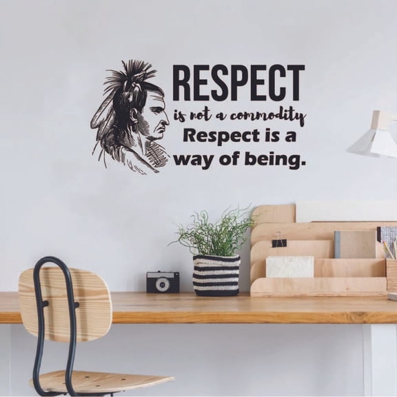 Respect Commodity Indian Indians Native American Quote Tribe Quotes Wall Sticker Art Decal for Girls Boys Room Bedroom Garage House Fun Home Decor Stickers Wall Art Vinyl Decoration Size (35x40 inch)