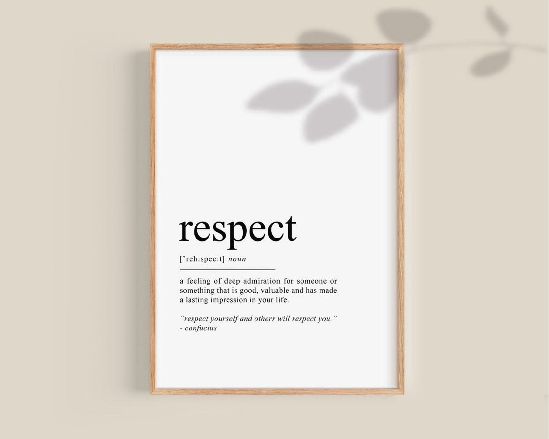 Respect Definition Inspirational Quote Office Wall Art, Poster Only ...