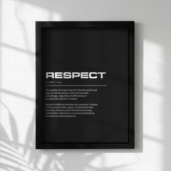 Respect Definition Wall Art, Bold Honor And Consideration Poster, Minimalist Character Poster, Modern Home , Poster Print Only