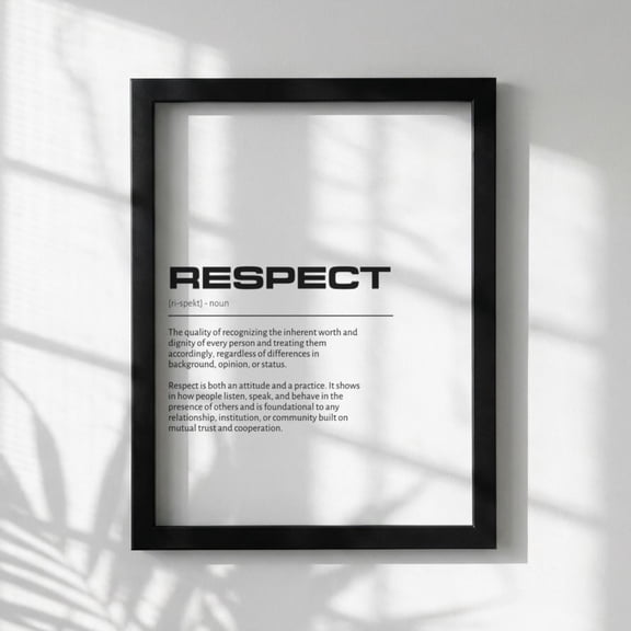 Respect Definition Wall Art, Clean Honor And Consideration Poster, Minimalist Character Poster, Modern Home , Poster Print Only